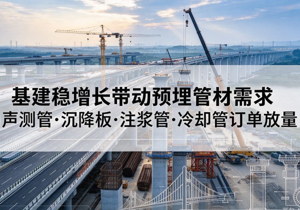 正定基建稳增长带动预埋监测管材需求，声测管、沉降板、注浆管订单持续放量